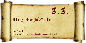 Bing Benjámin névjegykártya